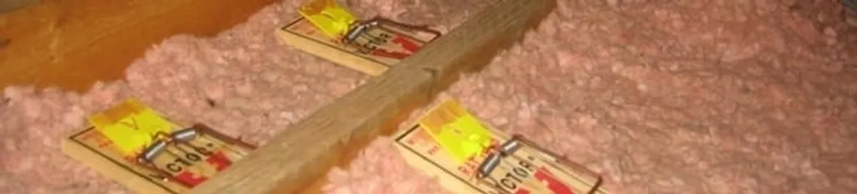 Mouse traps placed in an attic for rodent control in Saint Petersburg, FL